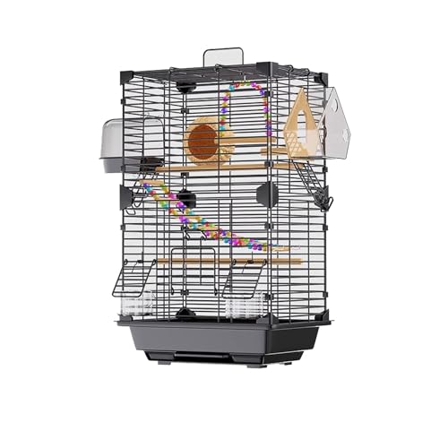 Vogelkäfig Wellensittich Large Bird Cage Ecological Home Villa Parrot Special Cage Vogelvoliere Transportkäfig Kanarien Großsittich(Schwarz) von XOVP-023