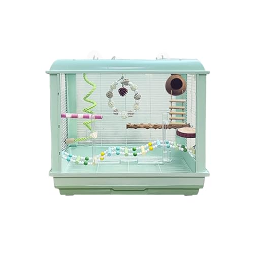 Vogelkäfig Wellensittich Parrot Bird Cage Acrylic Transparent Ecological Bird Cage Luxury Villa Cage Special Large Cage Vogelvoliere Transportkäfig Kanarien Großsittich(Green) von XOVP-023