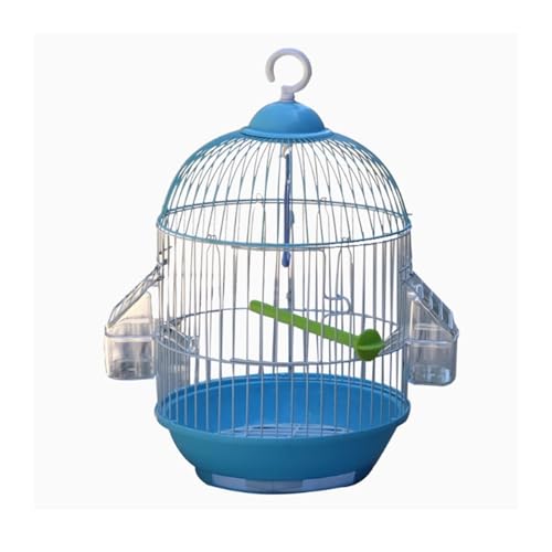 Vogelkäfig Wellensittich Parrot Bird Cage High-Grade Small Round Ornamental Bird Cage Vogelvoliere Transportkäfig Kanarien Großsittich(Blue) von XOVP-023