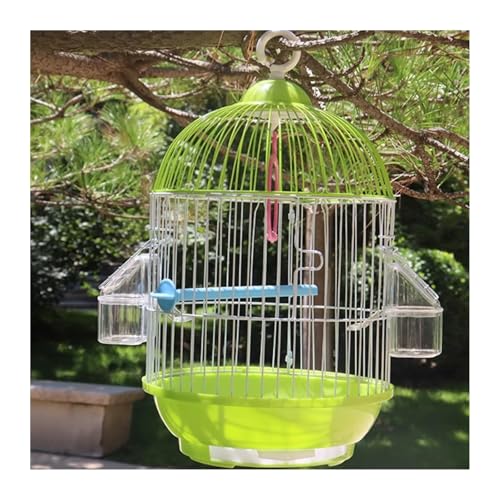 Vogelkäfig Wellensittich Parrot Bird Cage High-Grade Small Round Ornamental Bird Cage Vogelvoliere Transportkäfig Kanarien Großsittich(Green) von XOVP-023