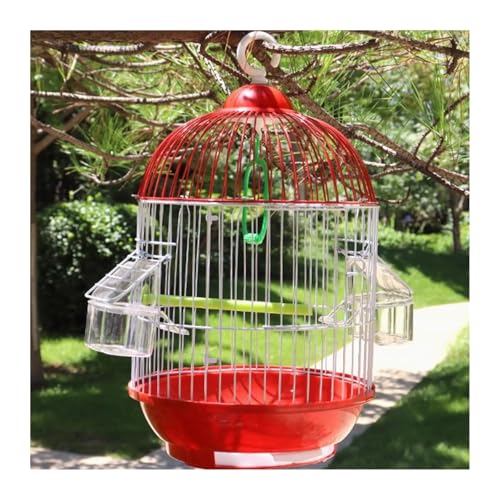 Vogelkäfig Wellensittich Parrot Bird Cage High-Grade Small Round Ornamental Bird Cage Vogelvoliere Transportkäfig Kanarien Großsittich(Red) von XOVP-023