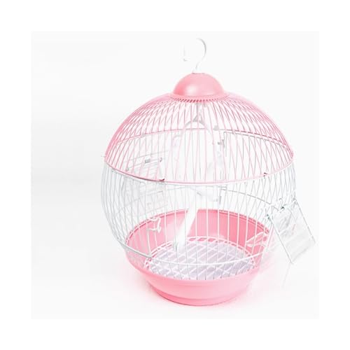 Vogelkäfig Wellensittich Parrot Bird Cage Small Villa Metal Roof Ornamental Cage Iron Breeding Bird Cage Vogelvoliere Transportkäfig Kanarien Großsittich(Pink) von XOVP-023