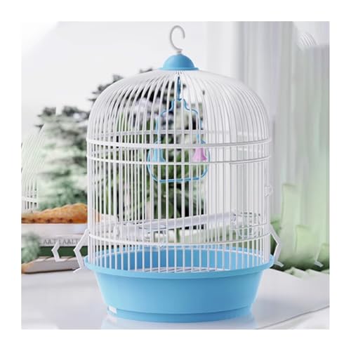 Vogelkäfig Wellensittich Parrot Portable Cage Outdoor Cage Portable Cage Ornamental Round Take-Out Bird Cage Vogelvoliere Transportkäfig Kanarien Großsittich(Blue) von XOVP-023