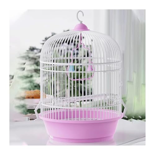 Vogelkäfig Wellensittich Parrot Portable Cage Outdoor Cage Portable Cage Ornamental Round Take-Out Bird Cage Vogelvoliere Transportkäfig Kanarien Großsittich(Pink) von XOVP-023