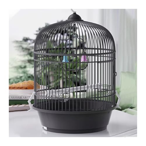 Vogelkäfig Wellensittich Parrot Portable Cage Outdoor Cage Portable Cage Ornamental Round Take-Out Bird Cage Vogelvoliere Transportkäfig Kanarien Großsittich(Schwarz) von XOVP-023