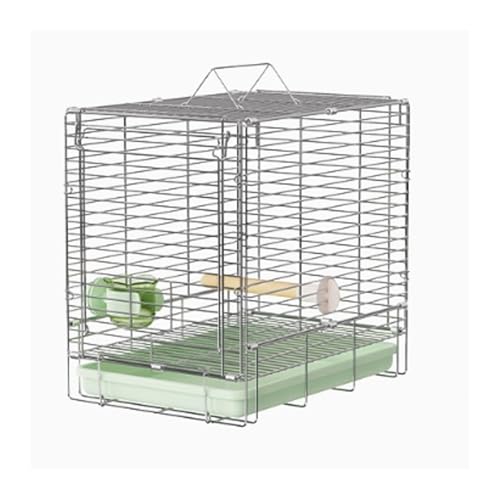 Vogelkäfig Wellensittich Parrot Stainless Steel Folding Cage Outdoor Bird Cage Transport Portable Hand-held Cage Vogelvoliere Transportkäfig Kanarien Großsittich(Green) von XOVP-023