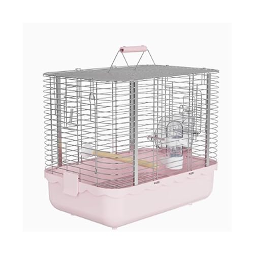 Vogelkäfig Wellensittich Parrot Stainless Steel Take-Out Cage Horizontal Large Space Portable Cage Bird Cage Transport Cage Vogelvoliere Transportkäfig Kanarien Großsittich(Pink) von XOVP-023