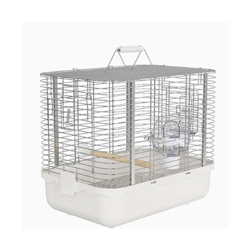 Vogelkäfig Wellensittich Parrot Stainless Steel Take-Out Cage Horizontal Large Space Portable Cage Bird Cage Transport Cage Vogelvoliere Transportkäfig Kanarien Großsittich(Weiß) von XOVP-023