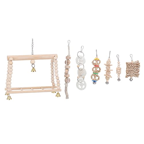XOYIXOYI Vogelschwingen Kautspielzeug hängen Bell Pinewood Kletterleiter Vogelkäfig -Accessoires Spielzeug für Cockatiels Conures Finken von XOYIXOYI