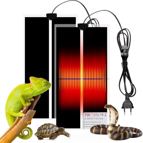 XPJBKC 2 PCS Heizmatte Terrarium, 7W 28 x 15cm Reptilien Heizmatte mit Thermostat, Verstellbares Wärmematte Terrarium Heizung, Aquarienheizkissen für Reptilien Schlangen Eidechse Gecko Amphibien von XPJBKC