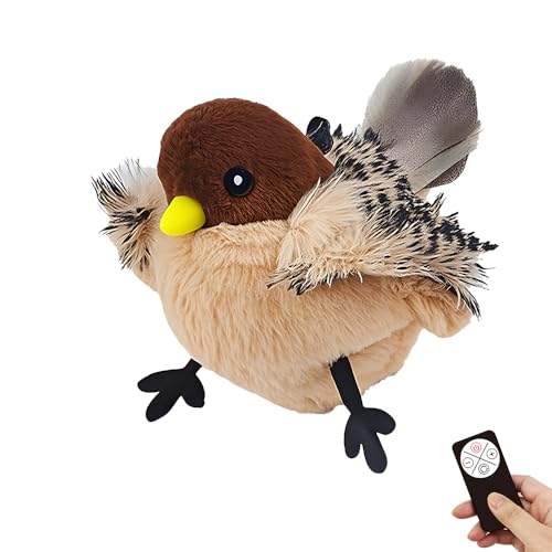 XPJBKC Katzenspielzeug Vogel, Fliegender Vogel Katzenspielzeug Echte Flattern und Zwitschern mit Katzenminze, USB-Aufladung Ferngesteuertes Flappy Bird Cat Toy Elektrisch für Katzen von XPJBKC