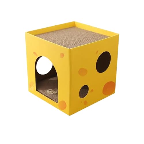 Katzen kratzbrett Katzenkratzhaus Katzennest Decker Doppelt faltbares Katzenkratzbrett Kratzfestes Krallenschärfen Katzenkratzbrett(Color:Yellow 30x30x30cm) von XPJYUA