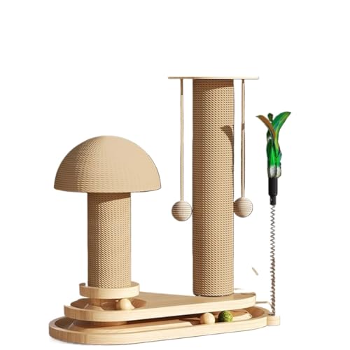 Katzen kratzbrett Massivholz Haustier Katze Plattenspieler Scratch Säule Bord Sisal Klettergerüst Spielzeug Bälle Spalte Ausbildung Liefert Produkte Zubehör(Color:Mushroom L) von XPJYUA