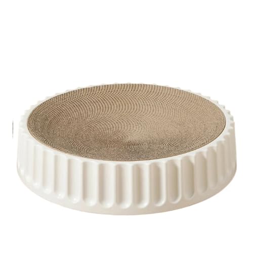 Katzen kratzbrett Rundes Katzenkratzbrett, Schleifklauen, Pappe, Wellpappe, Katzenkratzbrett, Kätzchenschaber, Haustiermöbelzubehör(Color:White Board Set,Size:S) von XPJYUA