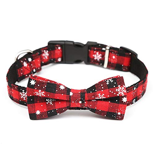 XPT Haustier-Halsband für Katzen, Hunde, elegant, verstellbar, Schneeflocke, Rot / Grün, mit Schleife, Rot / Grün von XPT