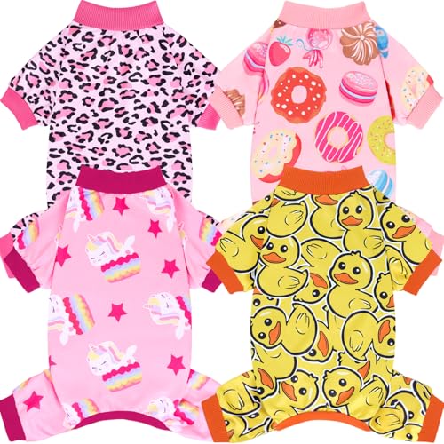 Xpudac 4-teiliger Hunde-Pyjama, Haustierkleidung, niedlicher Hunde-Pyjama für kleine, mittelgroße Mädchen, Hunde-Pyjama, Größe L von XPUDAC