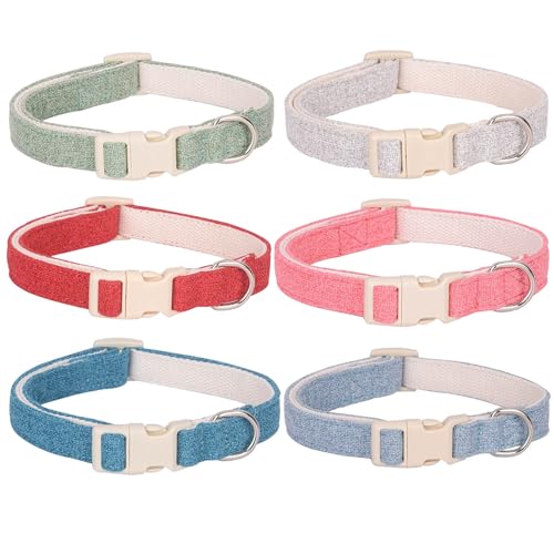 Hundehalsband aus Baumwollhanf, verstellbar, weich, natürlicher Stoff, für kleine, mittelgroße und große Hunde (Stil 1, S) von XPangle