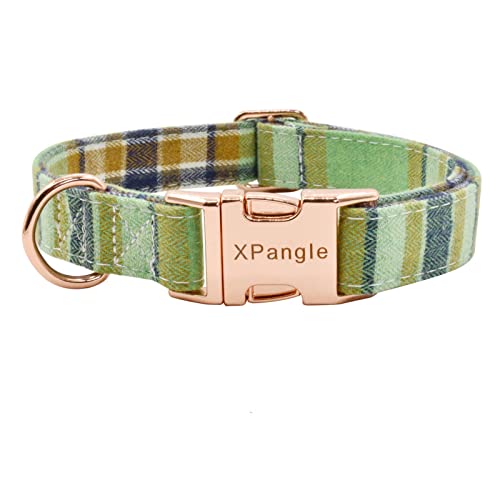 Hundehalsband mit Metallschnalle, langlebig, verstellbar, weich für kleine, mittelgroße und große Hunde (Grün, S (25,4–35,6 cm) von XPangle
