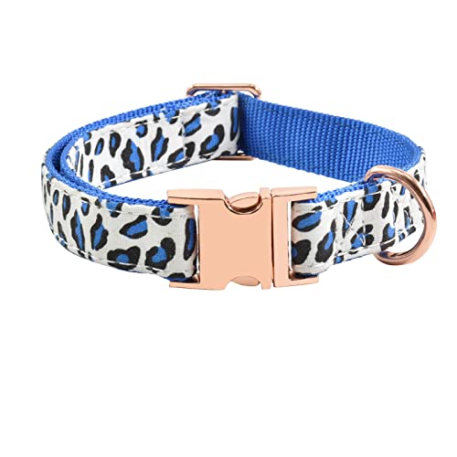 Hundehalsband mit Metallschnalle, langlebig, verstellbar, weich für kleine, mittelgroße und große Hunde (S (25,4–35,6 cm), blauer Leopard) von XPangle