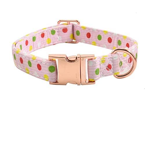 Hundehalsband mit Metallschnalle, langlebiges, verstellbares Hundehalsband, weich für kleine, mittelgroße und große Hunde (rosa Punkt, M (33 - 45,7 cm)) von XPangle