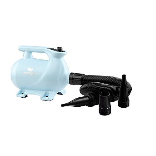 XPower Portable Pet Dryer 2-Heat Settings Noise Reduction Three Different Nozzles Pet Drying (Blau, B-123) von XPower