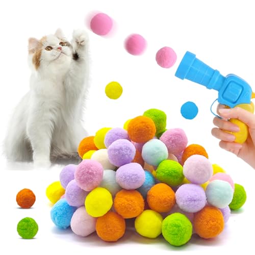 XQMMGO Katzenspielzeug Ballwerfer mit 100 Stück Katzenfilzbälle, Katzenspielzeug, Interaktives Katzenspielzeug, Katzenspielzeug Ball, Katzen Ball Launcher Bunte Katzenspielzeug Bälle für Indoor XQMMGO Katzenspielzeug Ballwerfer mit 100 Stück Katzenfilzbälle, Katzenspielzeug, Interaktives Katzenspielzeug, Katzenspielzeug Ball, Katzen Ball Launcher Bunte Katzenspielzeug Bälle für Indoor von XQMMGO