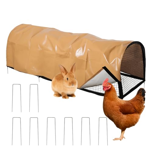 Flexible Hühnertunnel, Hühnertunnel für den Außenbereich, Wetterfestes Freilaufgehege mit Kunststoffmarkisen, Geeignet für Hühner, Enten und Kaninchen, 200x65x60cm von XQZMD