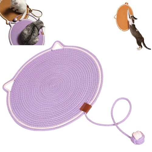 Kratzmatte für Katzen, natürliches Baumwollseil, rund, horizontal, 42 cm, Katzenkratzmatte, Teppich, Katzenkratzmöbel, Schutzgröße, Katzenbett, Katzenkratzmatte mit Kugelwand Kratzmatte für Katzen, natürliches Baumwollseil, rund, horizontal, 42 cm, Katzenkratzmatte, Teppich, Katzenkratzmöbel, Schutzgröße, Katzenbett, Katzenkratzmatte mit Kugelwand von XRXRX