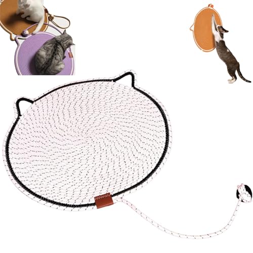 Kratzmatte für Katzen, natürliches Baumwollseil, rund, horizontal, 42 cm, Katzenkratzmatte, Teppich, Katzenkratzmöbel, Schutzgröße, Katzenbett, Katzenkratzmatte mit Kugelwand Kratzmatte für Katzen, natürliches Baumwollseil, rund, horizontal, 42 cm, Katzenkratzmatte, Teppich, Katzenkratzmöbel, Schutzgröße, Katzenbett, Katzenkratzmatte mit Kugelwand von XRXRX