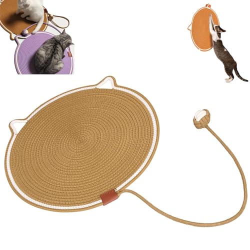 Kratzmatte für Katzen, natürliches Baumwollseil, rund, horizontal, 42 cm, Katzenkratzmatte, Teppich, Katzenkratzmöbel, Schutzgröße, Katzenbett, Katzenkratzmatte mit Kugelwand Kratzmatte für Katzen, natürliches Baumwollseil, rund, horizontal, 42 cm, Katzenkratzmatte, Teppich, Katzenkratzmöbel, Schutzgröße, Katzenbett, Katzenkratzmatte mit Kugelwand von XRXRX