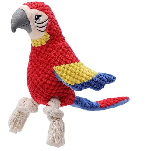 Welpenspielzeug Anti-Biss Beißer Plüschspielzeug Papagei Vogelform Haustierspielzeug für kleine und mittlere Hunde (Rot) von XSDY