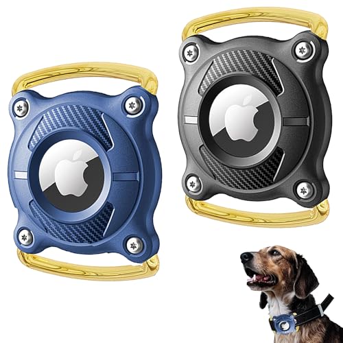 XSQD 2 PCS Airtag Hund, Wasserdichter Airtag hundehalsband für Katze, Tragbare Anti-Verlust-Gerät Schutzabdeckung, Edelstahl Anti-Fall GPS Tracker Hund, Geeignet für Hunde, Katzen, Gepäck, Rucksack von XSQD