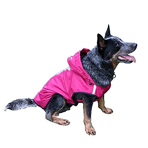 Hundemantel, reflektierend, mit Kapuze, wasserdicht, atmungsaktiv, Welpenjacke für große Hunde, Hundeweste, Regenmantel (Farbe: Pink, Größe: XXXL) von XSWLYY