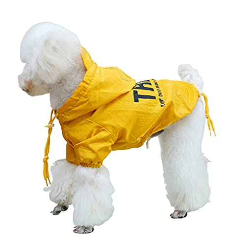 XSWLYY Hunde-Regenmantel für Hunde, wasserdicht, mit Kapuze, niedlicher Druck, Farbe: Gelb, Größe: S von XSWLYY