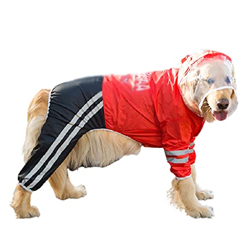 XSWLYY Hunde-Regenmantel für Vierbeiner, reflektierendes Klebeband, wasserdicht, geeignet für mittelgroße und große Hunde, Farbe: Rot, Größe: 3XL von XSWLYY