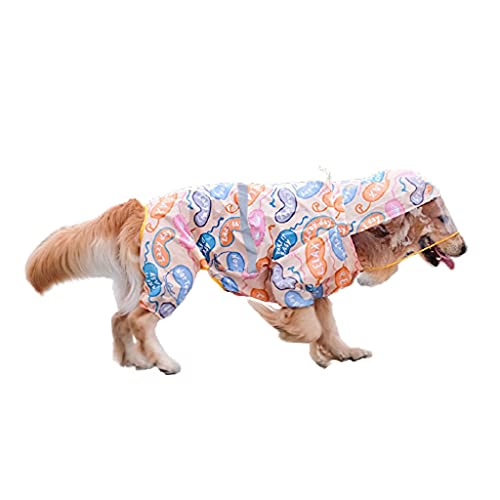 XSWLYY Hundemantel, niedlicher Druck, transparente Krempe, wasserdichte Kleidung, mittelgroße und große Hunde mit reflektierendem Hunde-Regenmantel (Farbe: B, Größe: 7XL) von XSWLYY