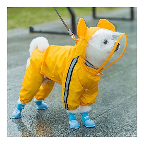 XSWLYY Hundemantel, niedlicher wasserdichter Regenmantel mit Bär, Dinosaurier, Honigbiene, reflektierend, für kleine Hunde, Regenmantel, Hunde-Regenmäntel (Farbe: gelber Bär, Größe: XX-Large) von XSWLYY