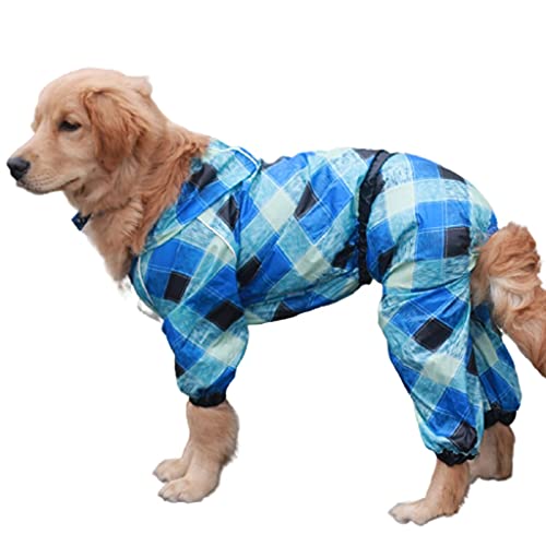 XSWLYY Hundemantel, wasserdicht, für große Hunde, Regenjacke, vierbeinig, für große Hunde, Farbe: Blau, Größe: 14 von XSWLYY