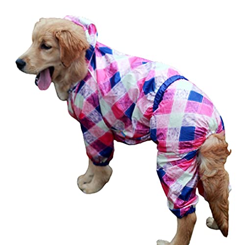 XSWLYY Hundemantel, wasserdicht, für große Hunde, Regenjacke, vierbeinig, für große Hunde, Farbe: Rosa, Größe: 14 von XSWLYY