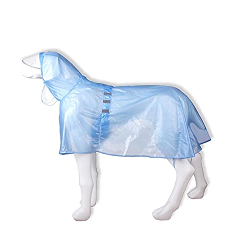 XSWLYY Hundemantel, wasserdichter Poncho, atmungsaktiv, durchscheinend, mit Kapuze, Hunde-Regenmantel (Farbe: Blau, Größe: S) von XSWLYY