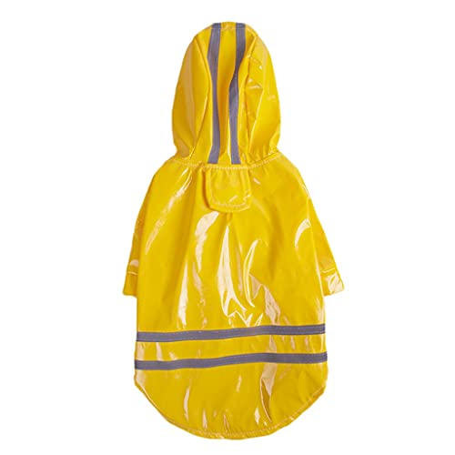 XSWLYY Hundemantel für den Außenbereich, atmungsaktiv, reflektierende Streifen, wasserdichte Jacken, Kleidung, Regenmäntel, Hunde-Regenmäntel (Farbe: Gelb, Größe: S) von XSWLYY