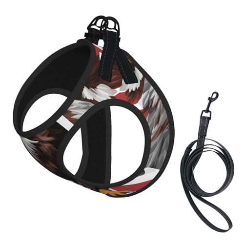 Hundegeschirr mit Adler und USA-Flagge, reflektierend, Haustierweste, Welpengeschirr, Leine-Set, für Spaziergangstraining von XTYGETY