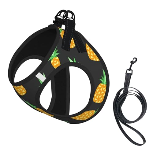 Hundegeschirr mit Ananas-Motiv, reflektierend, Haustierweste, Welpengeschirr, Leine-Set, für Spaziergangstraining von XTYGETY