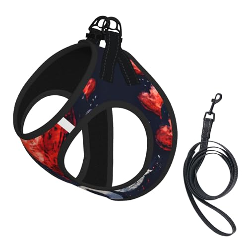 Hundegeschirr mit Aufschrift "I Love You" mit Herz-Aufdruck, reflektierend, Haustierweste, Welpengeschirr, Leine-Set, für Spaziergangstraining von XTYGETY
