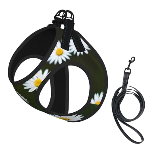 Hundegeschirr mit Chrysanthemen-Blumendruck, reflektierend, für Spaziergänge, Training, Wildweiß von XTYGETY