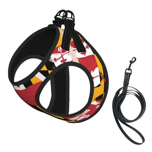 Hundegeschirr mit Maryland-Flagge, reflektierend, Haustierweste, Welpengeschirr, Leine-Set, für Spaziergangstraining von XTYGETY