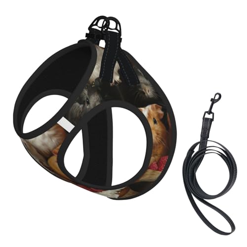 Hundegeschirr mit Meerschweinchen und Cupcake-Aufdruck, reflektierend, Haustierweste, Welpengeschirr, Leine-Set, für Spaziergangstraining von XTYGETY