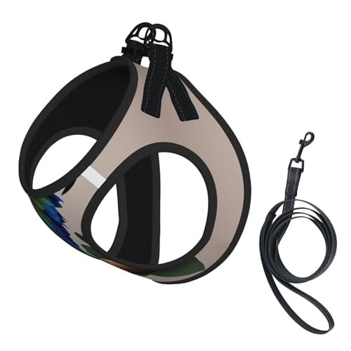 Hundegeschirr mit Papageienmotiv, reflektierend, für Spaziergänge, Training, Blau von XTYGETY