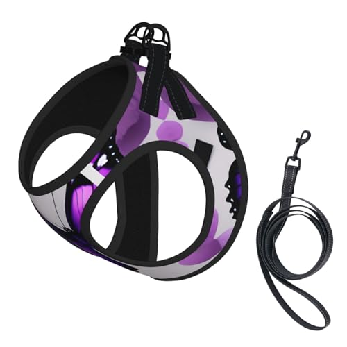Hundegeschirr mit Schmetterlings- und Blumenmotiv, reflektierend, für Spaziergänge, Training, Violett von XTYGETY