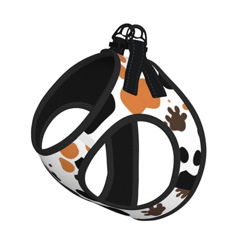 Hundegeschirr mit Tierfußabdruck, reflektierend, Haustierweste, Welpengeschirr, Leine-Set, für Spaziergangstraining von XTYGETY